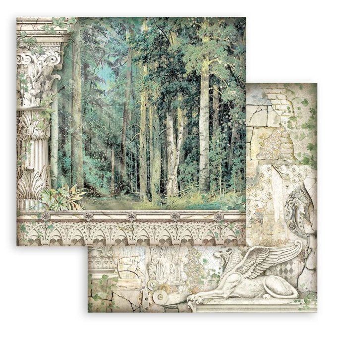 Collection Magic Forest, 20x20cm - 10 feuilles motif recto verso - Stamperia - 190g