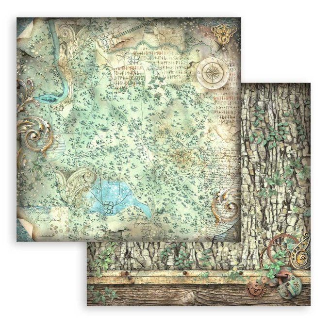 Collection Magic Forest, background, 20x20cm - 10 feuilles motif recto verso - Stamperia - 190g