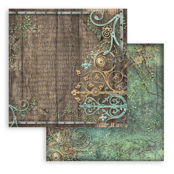 Collection Magic Forest, background, 20x20cm - 10 feuilles motif recto verso - Stamperia - 190g