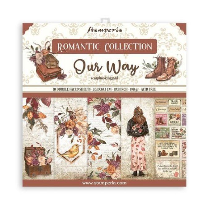 Collection Our way, 20x20cm - 10 feuilles motif recto verso - Stamperia