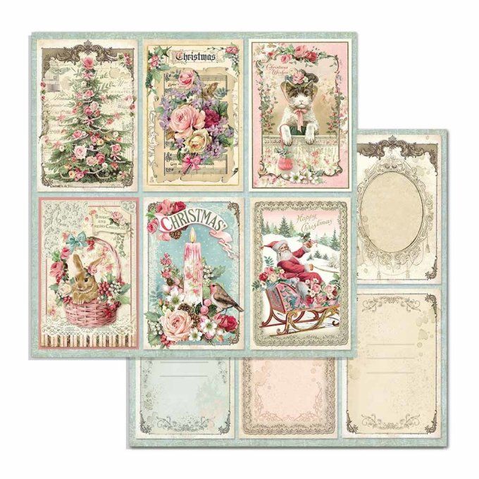 Collection Pink christmas, 30x30cm - 10 feuilles motif recto verso - Stamperia - 190g