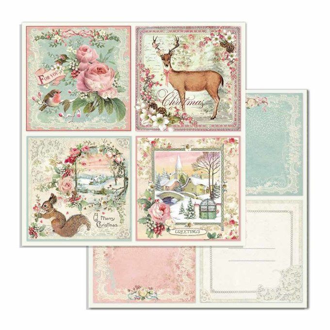 Collection Pink christmas, 30x30cm - 10 feuilles motif recto verso - Stamperia - 190g
