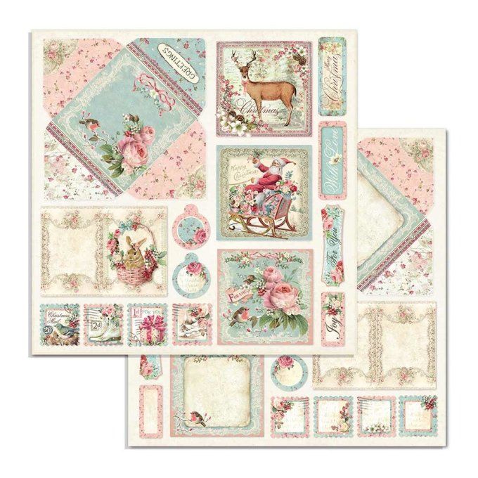 Collection Pink christmas, 30x30cm - 10 feuilles motif recto verso - Stamperia - 190g