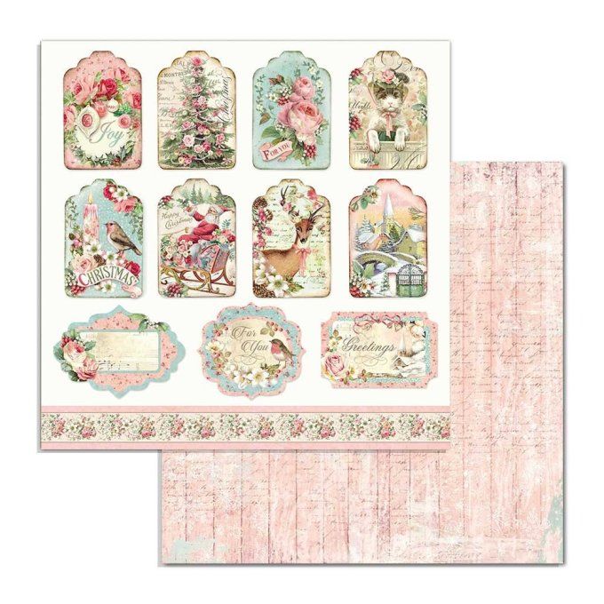 Collection Pink christmas, 30x30cm - 10 feuilles motif recto verso - Stamperia - 190g