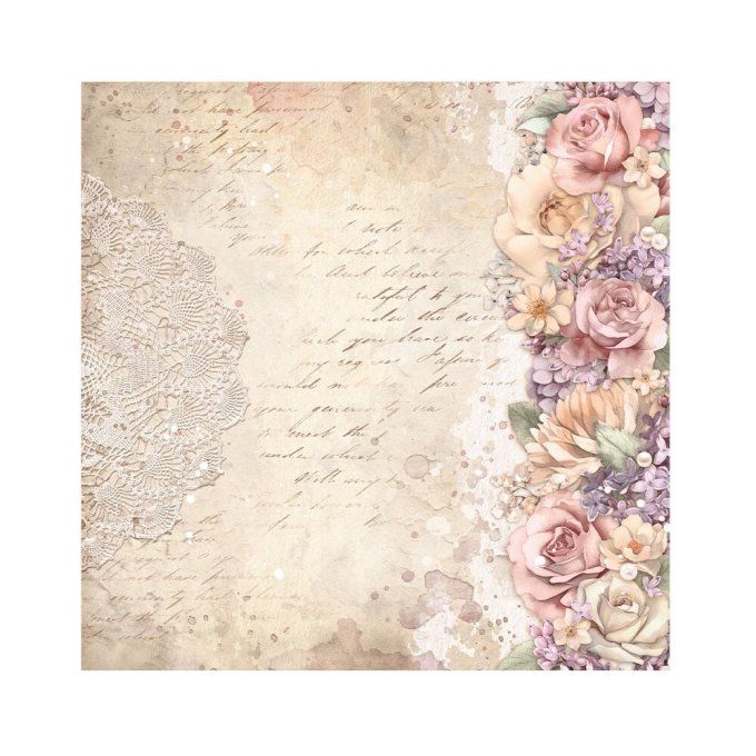 4 tissus polyester, collection : Romance forever - Stamperia - dimension : 30x30cm