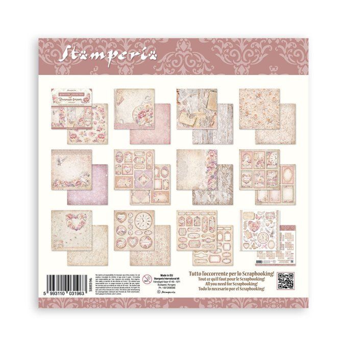 Collection Romance forever, 20x20cm - 10 feuilles motif recto verso - Stamperia