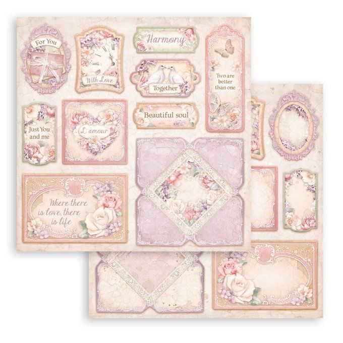 Collection Romance forever, 20x20cm - 10 feuilles motif recto verso - Stamperia