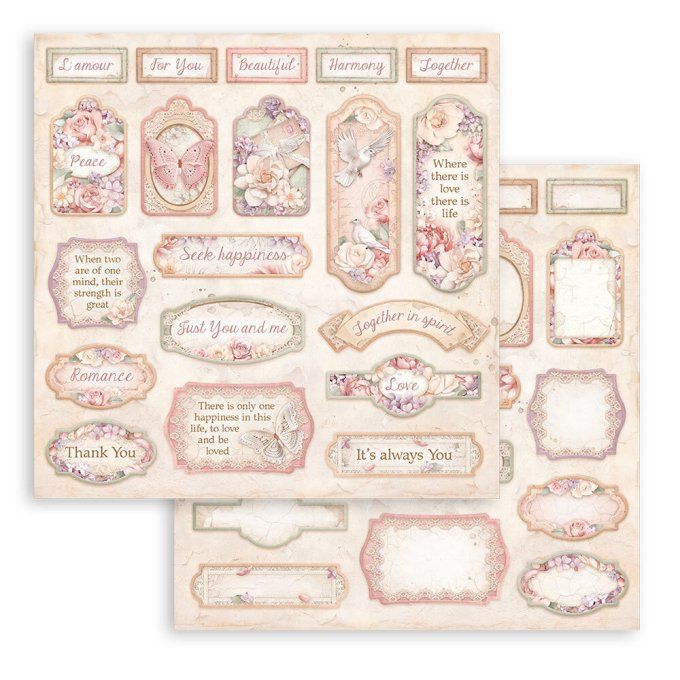 Collection Romance forever, 20x20cm - 10 feuilles motif recto verso - Stamperia