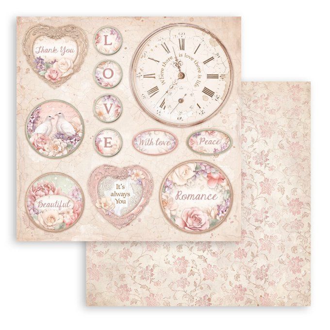 Collection Romance forever, 20x20cm - 10 feuilles motif recto verso - Stamperia