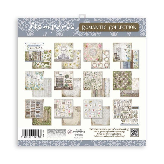 Collection Garden House, 30x30cm - 10 feuilles motif recto verso - Stamperia - 190g