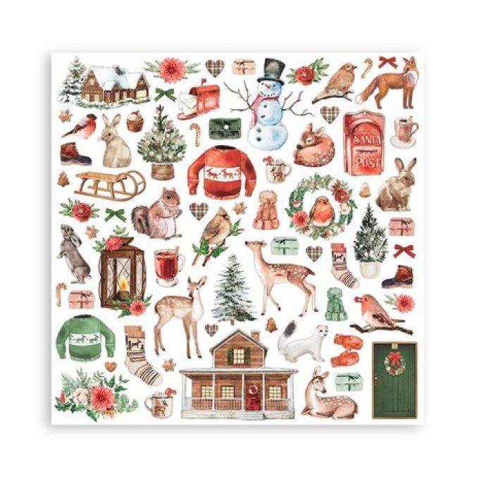 Collection Home for the holidays, 30x30cm - 10 feuilles motif recto verso - Stamperia - 190g