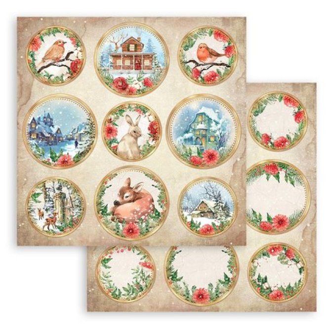 Collection Home for the holidays, 15x15cm - 10 feuilles motif recto verso - Stamperia - 190g