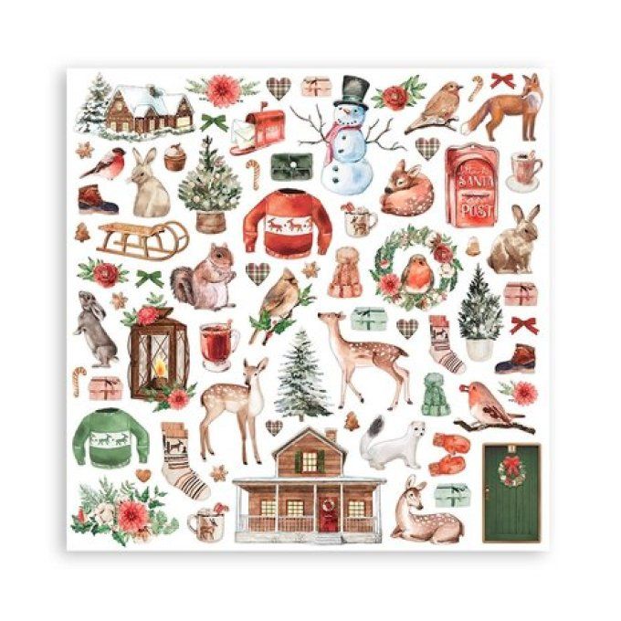 Collection Home for the holidays, 15x15cm - 10 feuilles motif recto verso - Stamperia - 190g
