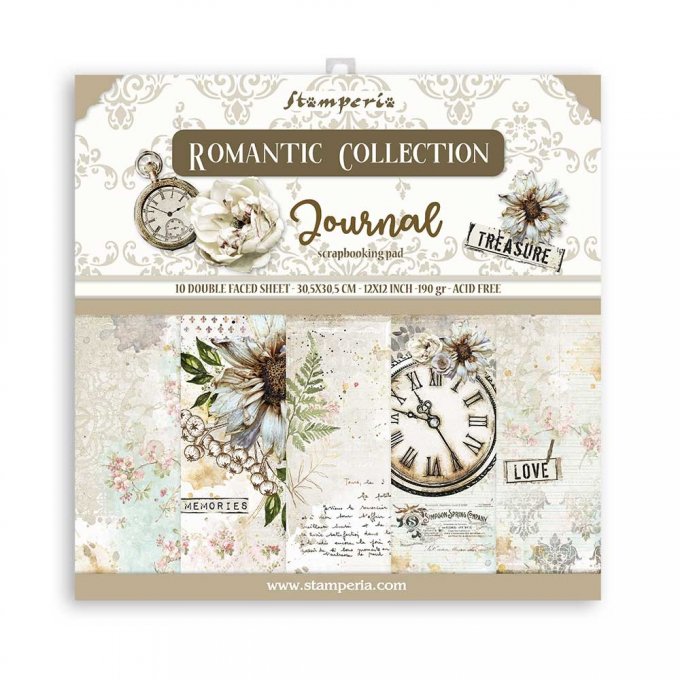 Collection Journal, 30x30cm - 10 feuilles motif recto verso - Stamperia