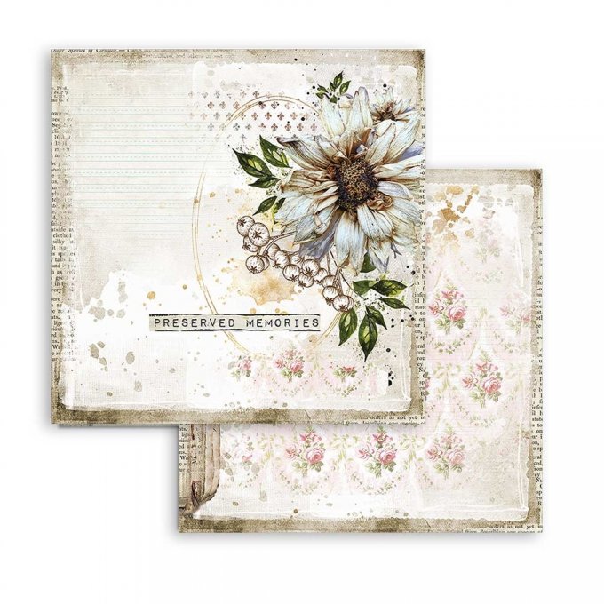 Collection Romantic journal, 20x20cm - 10 feuilles motif recto verso - Stamperia 