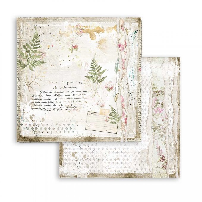 Collection Romantic journal, 20x20cm - 10 feuilles motif recto verso - Stamperia 