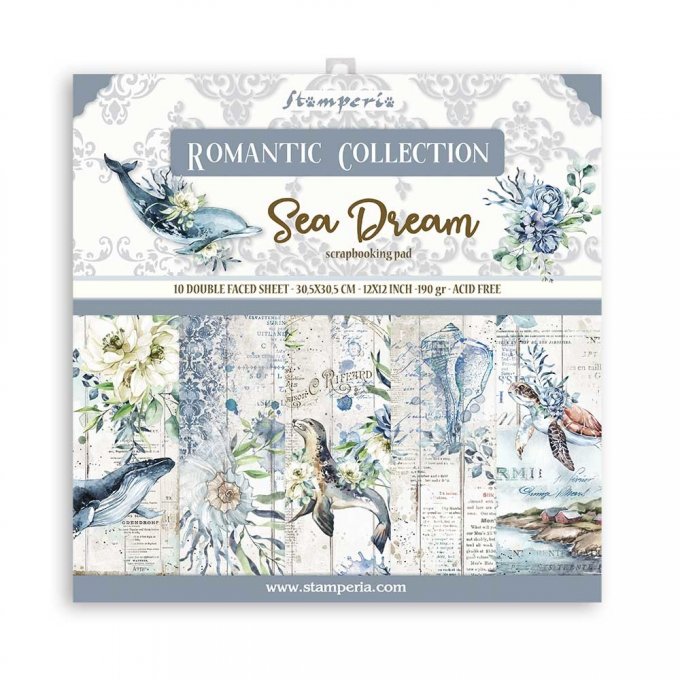 Collection Sea dream, 30x30cm - 10 feuilles motif recto verso - Stamperia