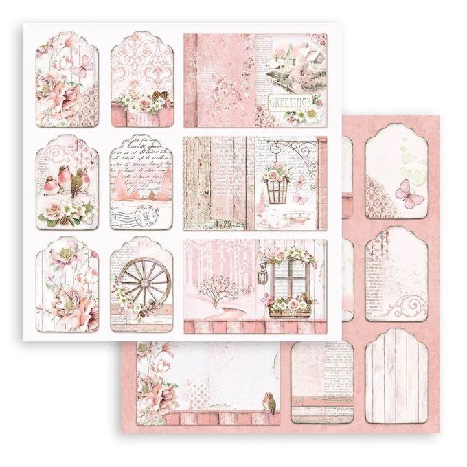 Collection Roseland, 20x20cm - 10 feuilles motif recto verso - Stamperia - 190g