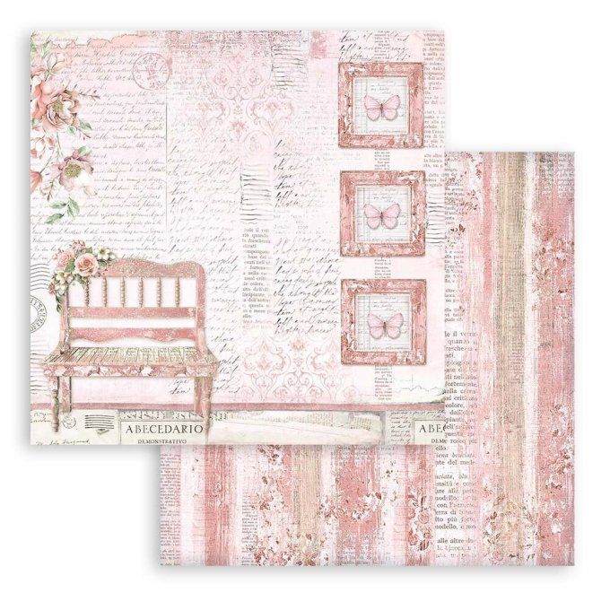 Collection Roseland, 20x20cm - 10 feuilles motif recto verso - Stamperia - 190g