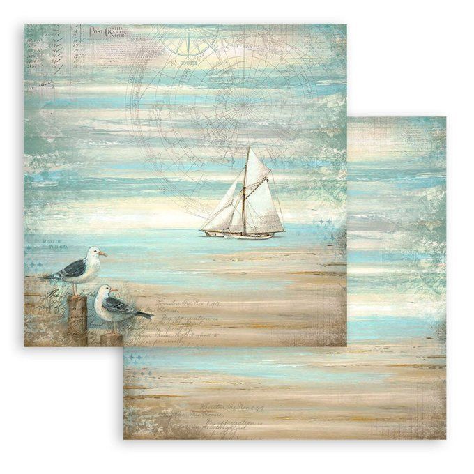 Collection Sea land, 20x20cm - 10 feuilles motif recto verso - Stamperia