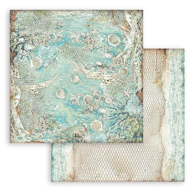 Collection Songs of the sea, background, 20x20cm - 10 feuilles motif recto verso - Stamperia 