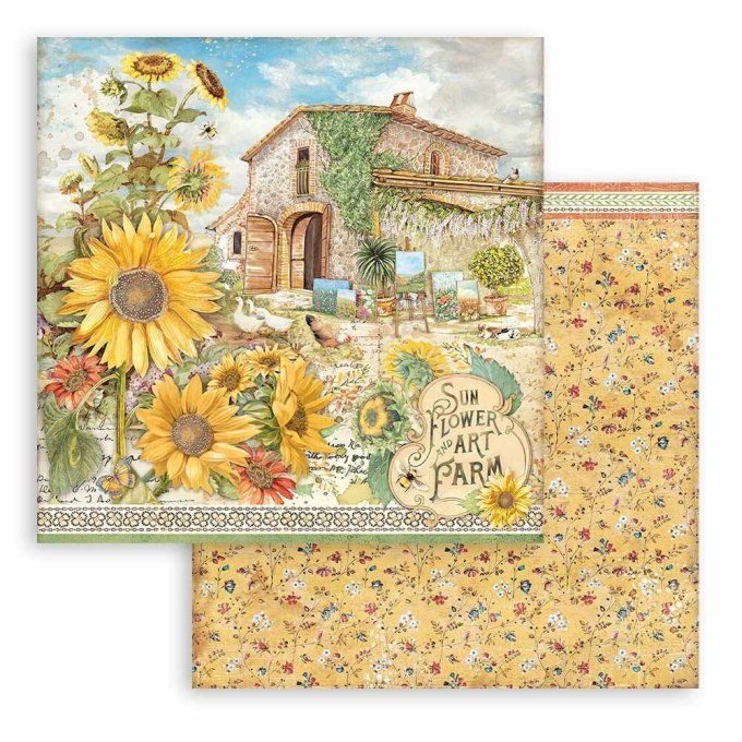 Collection Sunflower Art, 20x20cm - 10 feuilles motif recto verso - Stamperia - 190g