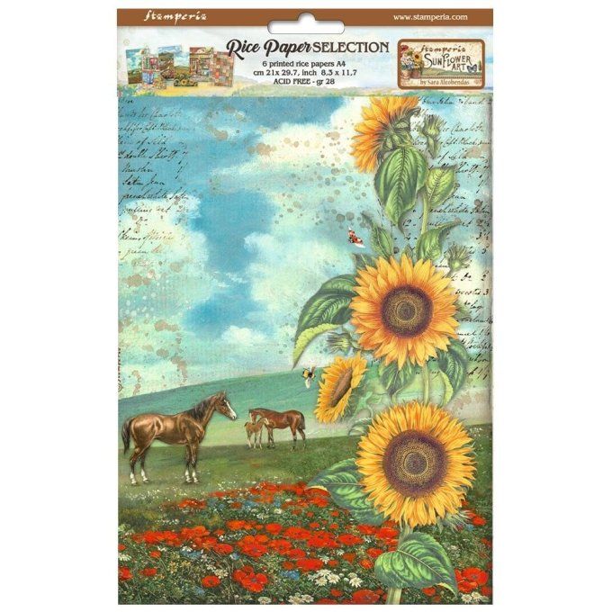 6 Feuilles de riz, Stampéria, Format A4 - Sunflower Art