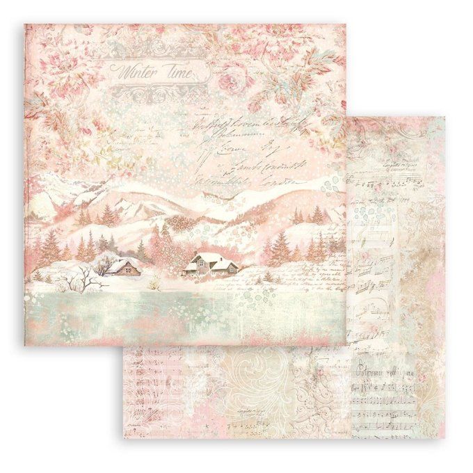 Collection Sweet winter, 30x30cm - 10 feuilles motif recto verso - Stamperia - 190g - Background