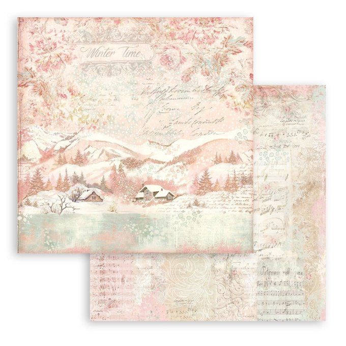 Collection Sweet winter, 30x30cm - 10 feuilles motif recto verso - Stamperia - 190g - Background