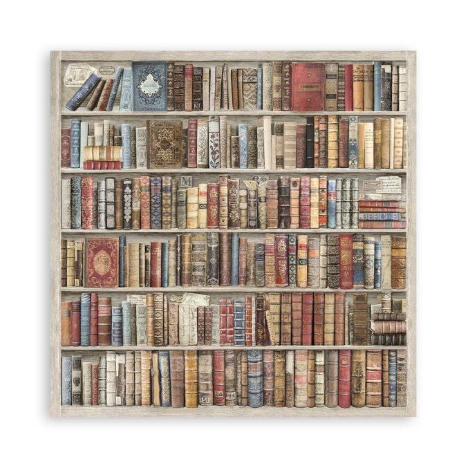 4 tissus polyester, collection : Vintage library - Stamperia - dimension : 30x30cm