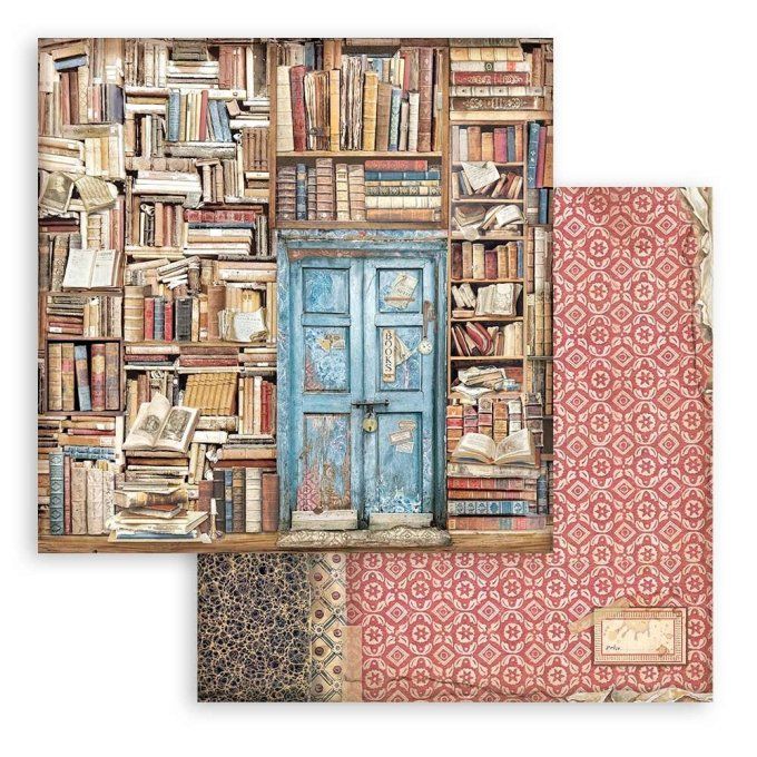 Collection Vintage library, 30x30cm - 10 feuilles motif recto verso - Stamperia - 190g