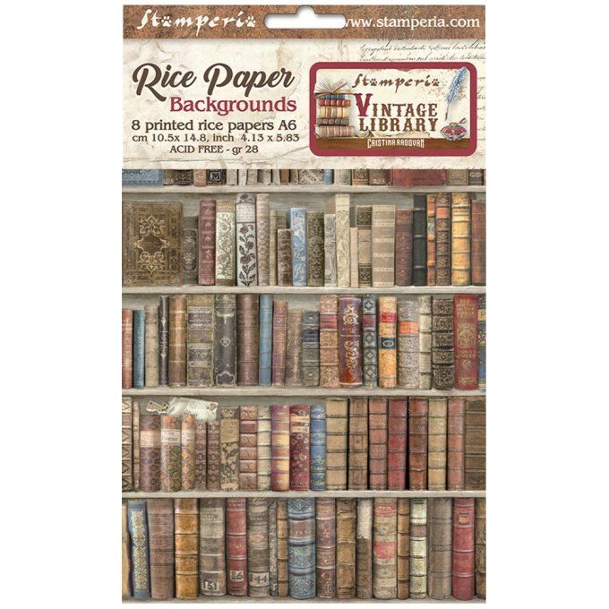 8 Feuilles de riz, Stampéria, Format A6 (10.5x14.8cm) - Vintage library