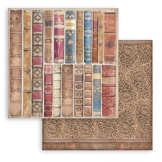 Collection Vintage library, background, 20x20cm - 10 feuilles motif recto verso - Stamperia - 190g