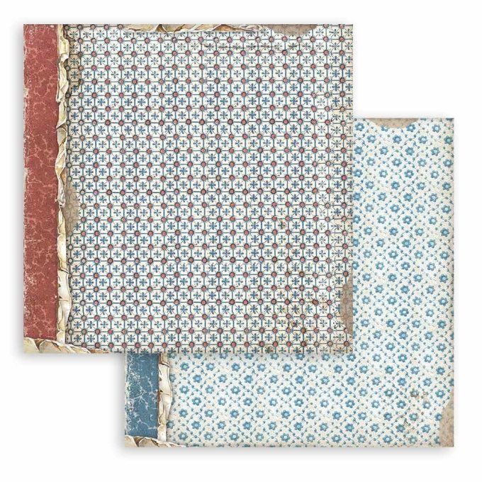 Collection Vintage library, background, 20x20cm - 10 feuilles motif recto verso - Stamperia - 190g