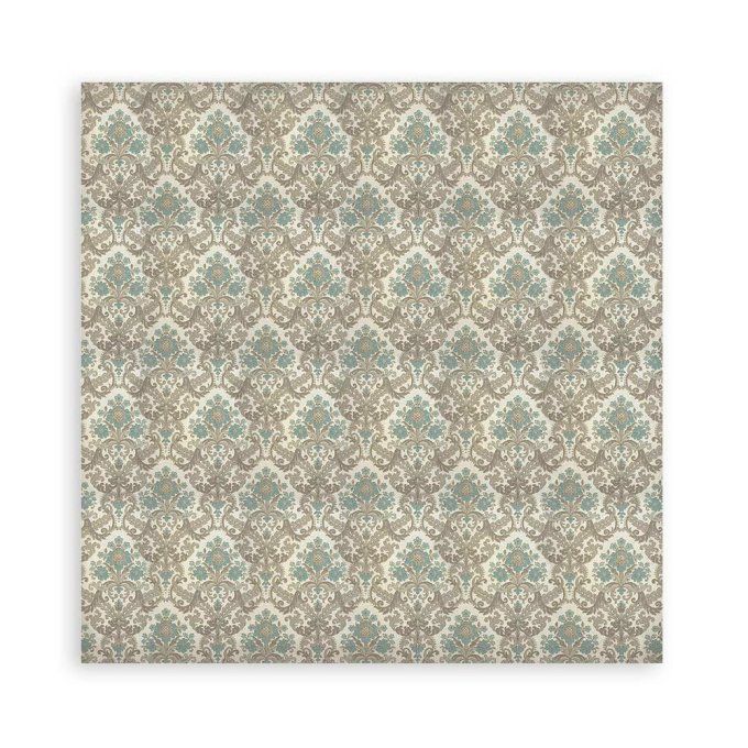 4 tissus polyester, collection : Voyages fantastiques - Stamperia - dimension : 30x30cm
