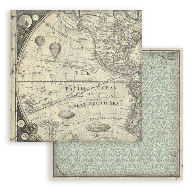 Collection Voyages fantastiques, 20x20cm - 10 feuilles motif recto verso - Stamperia - background