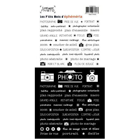 Planche de stickers - Lexique photo, noir et blanc - planche de 14x20cm