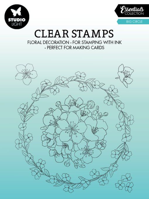 5 Tampons clears, Studio Light, Cercle de fleurs - dimension de la planche : 12x13cm environ