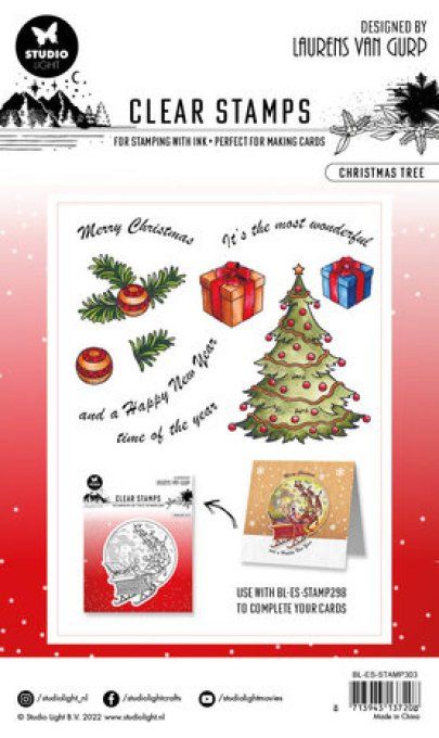 10 Tampons clears, Studio Light, Christmas tree - dimension de la planche : 10.5x15cm environ
