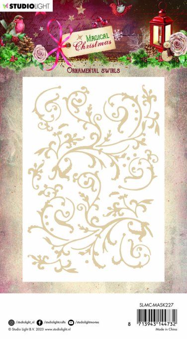 Pochoir, Studio Light - Magical christmas - Ornamental swirls - dimension : 10x14.5cm environ