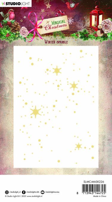 Pochoir, Studio Light - Magical christmas - Winter sparkle - dimension : 10x14.5cm environ