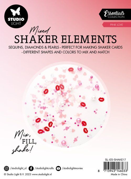 6 fioles, studiolight - Pink love - éléments décoratif pour shaker
