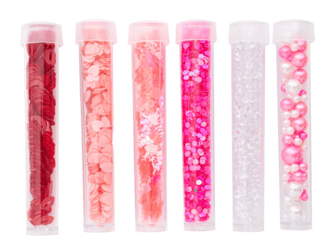 6 fioles, studiolight - Pink love - éléments décoratif pour shaker