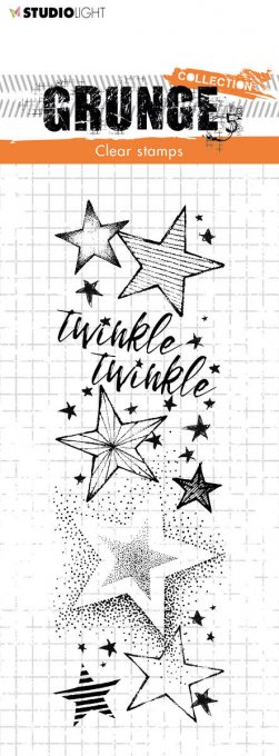 Tampon clear, Collection Grunge - Twinkle stars - dimension : 14.5x5cm