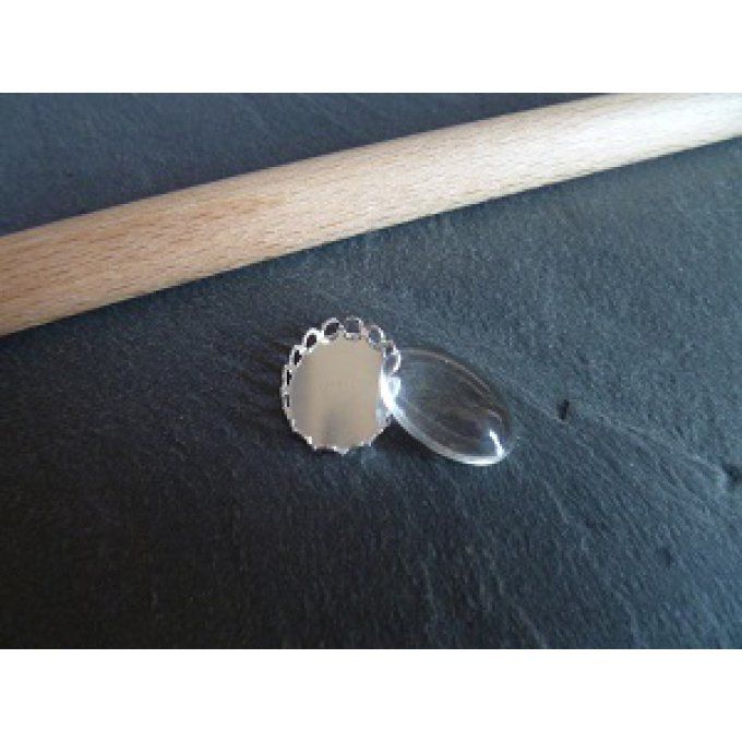 Support pour cabochon, ovale, à l'unité - 18x13mm