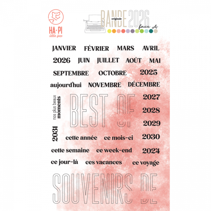 Planche de tampons, HA-PI little fox, Souvenirs - dim. de la planche : 10.5x14.5cm environ