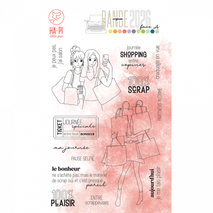 Planche de tampons, HA-PI little fox, Journée shopping - dim. de la planche : 10.5x14.5cm environ