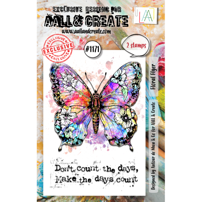 2 Tampons - AALL&Create - Floral Flyer - dim. de la planche : 7.5x10cm environ 