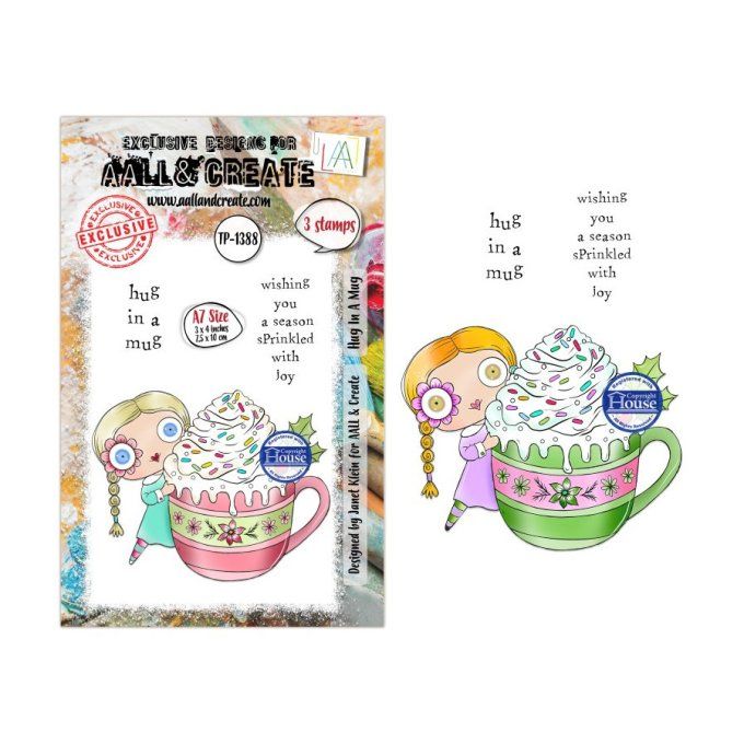 3 Tampons - AALL&Create - Hug in a mug - dim. de la planche : 7x9.5cm environ