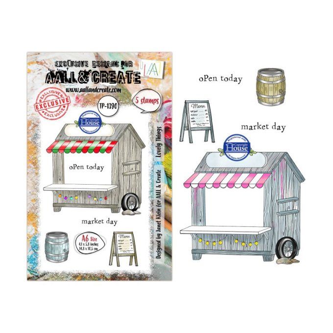 5 Tampons - AALL&Create - Lovely things - dim. de la planche : 10x14.5cm environ